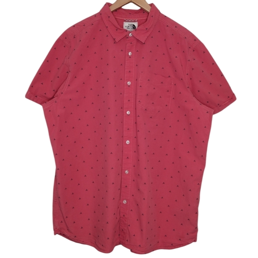 The North Face Cotton Raspberry Teepee Print Casual Button Down Shirt Sz XXL